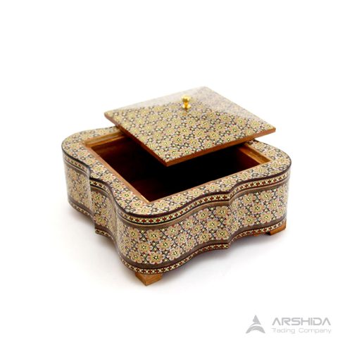 arshidacraft peactures31 500x500 - Small size Khatam Kari chocolate dish