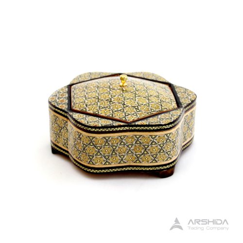 arshidacraft peactures34 500x500 - Small Khatam Kari chocolate dish