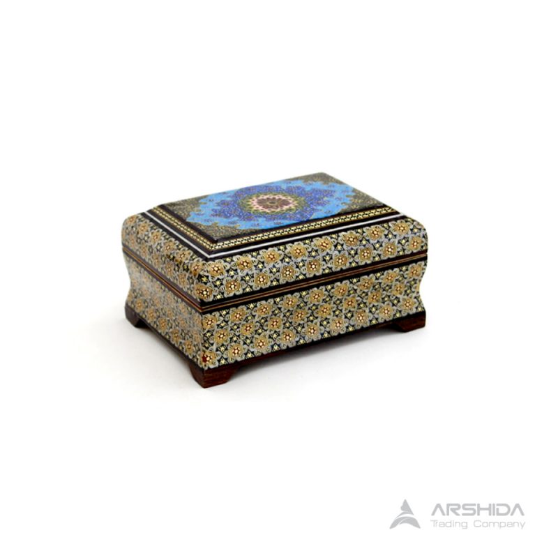 arshidacraft peactures40 800x800 - Medium size gilded box with khatam kari design