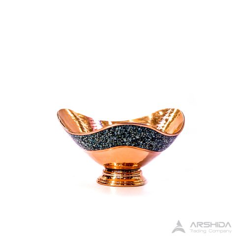 arshidacraft peactures47 500x500 - Turquoise short-stemmed kashkul with a traditional and stylish design made of copper